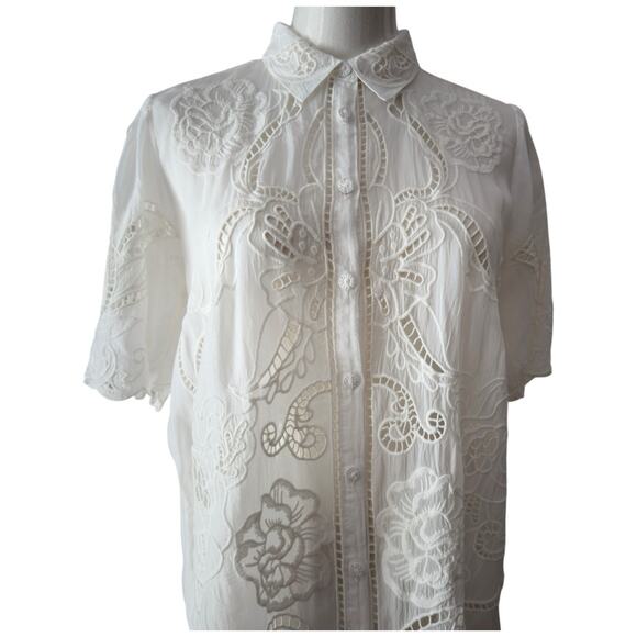 Johnny Was Chryssie Embroidered Short Sleeve Top Size XS - Picture 3 of 9